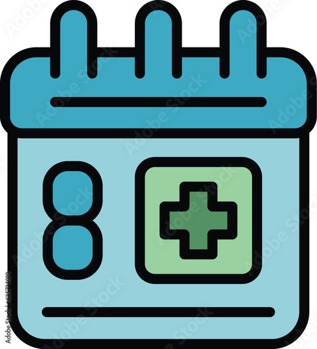 Baby medical calendar icon outline vector. Newborn care. Infant health color flat