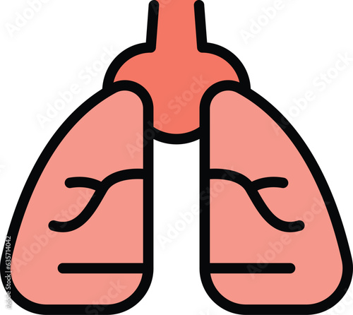 Baby health lungs icon outline vector. Care infant. Child mother color flat