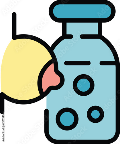 Milk mother baby icon outline vector. Infant care. Child health color flat
