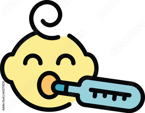 Baby body temperature icon outline vector. Newborn care. Mother health color flat