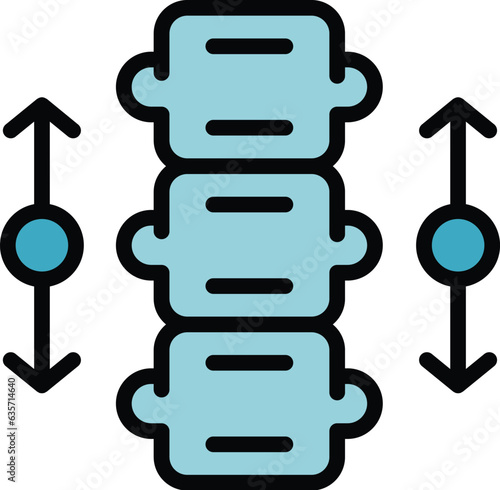 Baby spine grow up icon outline vector. Infant care. Health newborn color flat