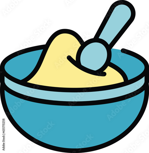 Baby food bowl icon outline vector. Infant care. Newborn health color flat