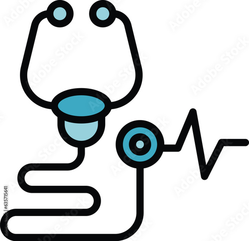 Baby stethoscope icon outline vector. Newborn care. Health kid color flat