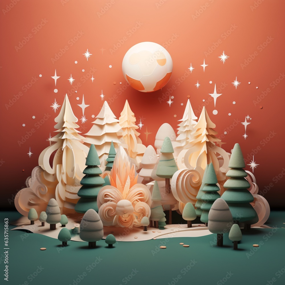 christmas holiday 3d clay illustration generative ai
