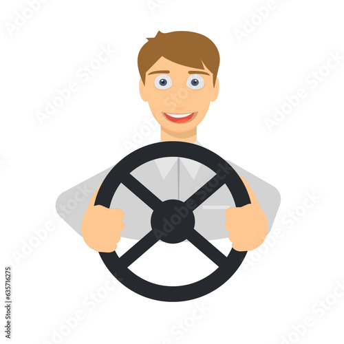 Driver is driving. Car driver, vector illustration