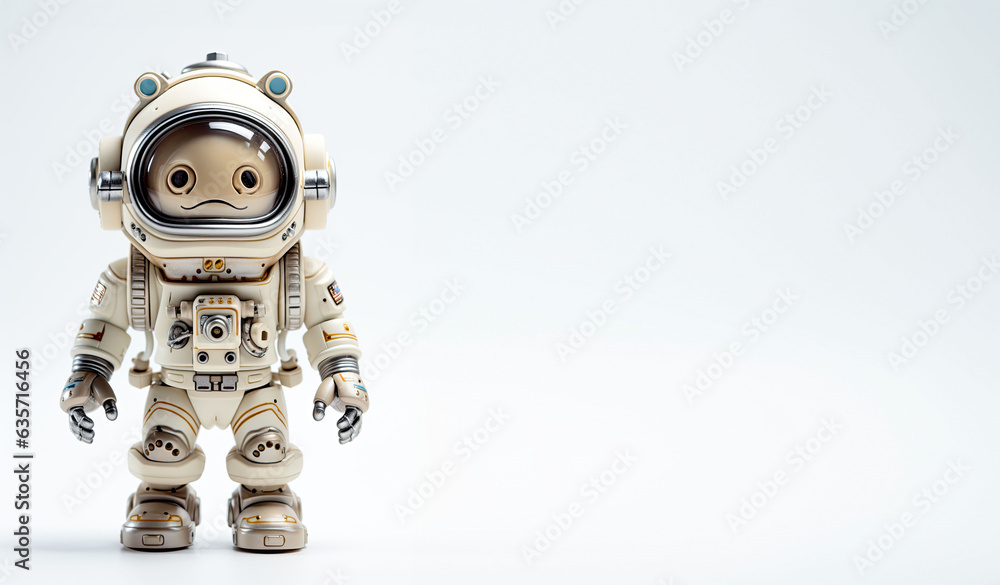 Cream-colored astronaut figurine showcasing intricate details, positioned on a clear white background.