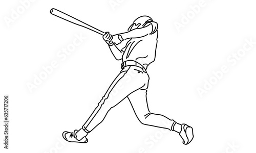 line art of baseball player ready to hit the ball