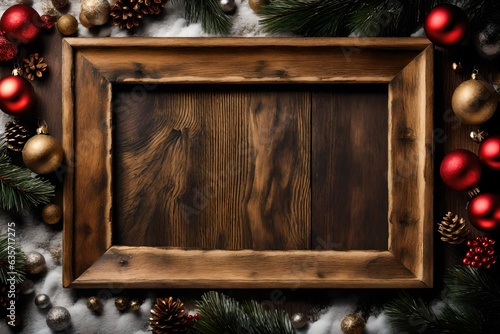 christmas frame with christmas tree and decorations