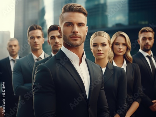 group of business people in the office self-confident company