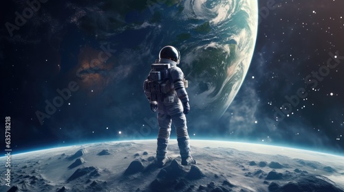 Tableau sur toile astronaut on the moon with earth background