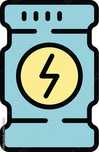Rubber powerbank icon outline vector. Charger power. Cable energy color flat