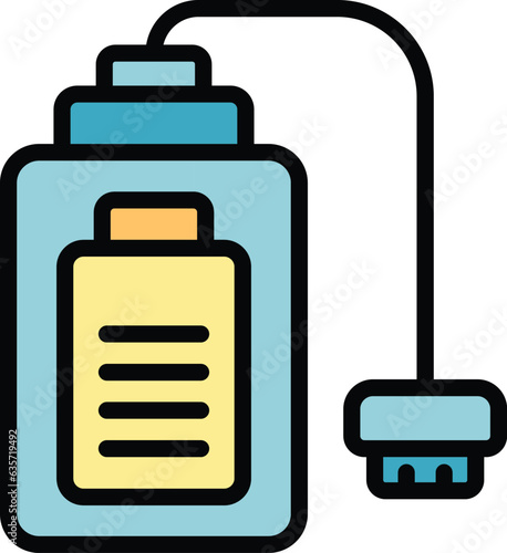 Cable powerbank icon outline vector. Usb energy. Low services color flat