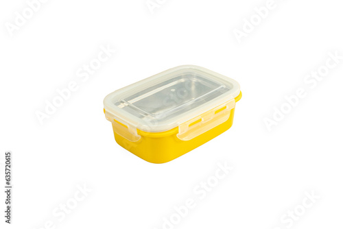 Yellow closed plastic lunch box case 