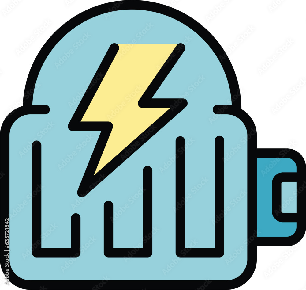 Full battery charge icon outline vector. Power energy. Low electric color flat Full battery charge icon outline vector. Power energy. Low electric color flat