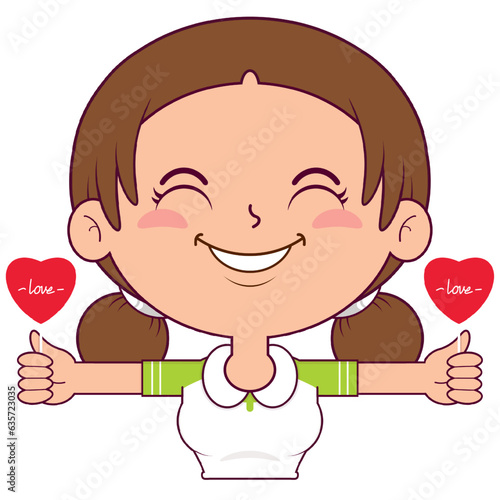 girl holding signs love face cartoon cute	