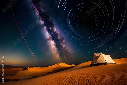 Sahara desert under the starry sky generated by AI tool                                
