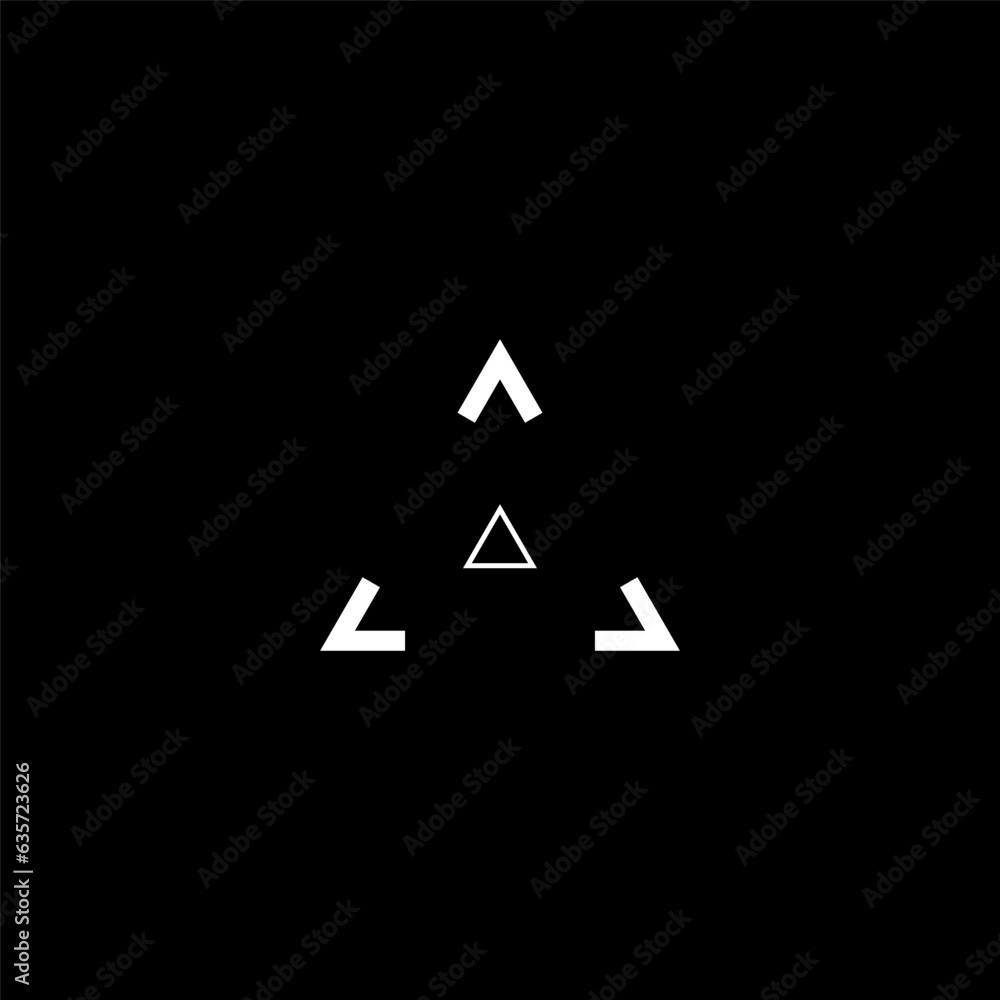 Cyberpunk style triangle target. Modern GUI triangle target, aim, sight, HUD reticle, cyberpunk aesthetics, futuristic interface. A futuristic style design element. Cyberpunk style triangle target. Modern GUI triangle target, aim, sight, HUD reticle, cyberpunk aesthetics, futuristic interface. A futuristic style design element.