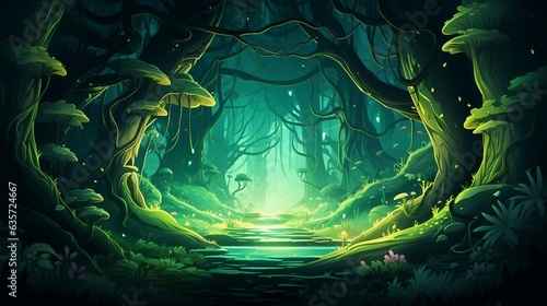 An illustration of a mysterious fantasy forest AI Generated