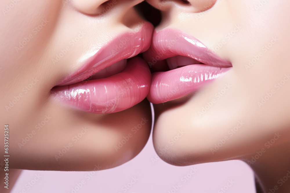 Naklejka premium Kissing Lips Close-Up