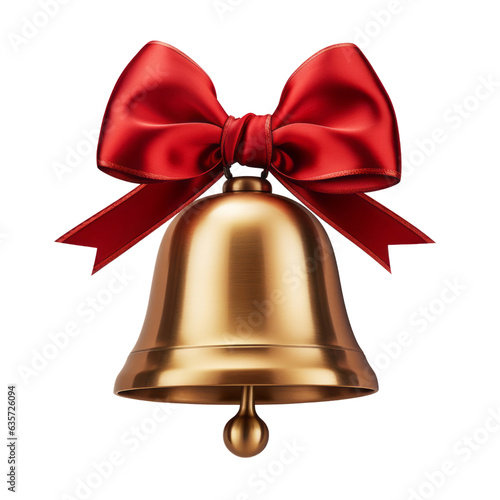 bell with ribbon isolated on transparent background cutout photo