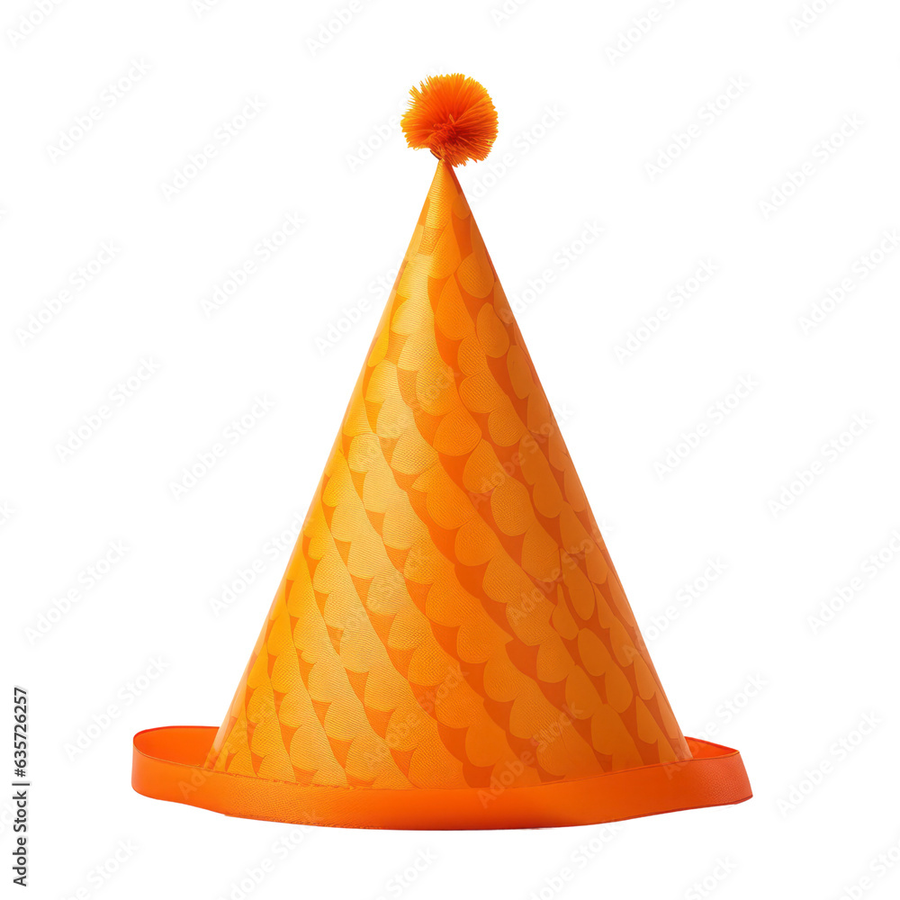 orange party hat isolated on transparent background cutout Stock