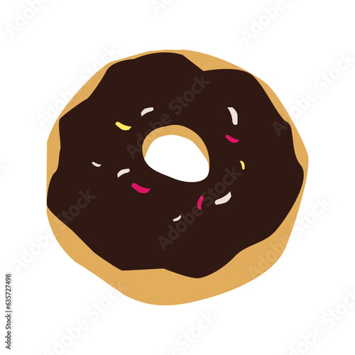 Chocolate donut flat illustration