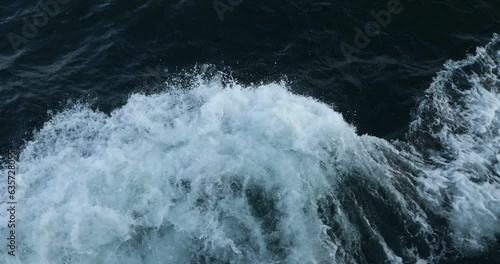 Spray on the bow of a ship, Baltic Sea near Warnemuende, Rostock, Mecklenburg-Western Pomerania, Germany, Europe