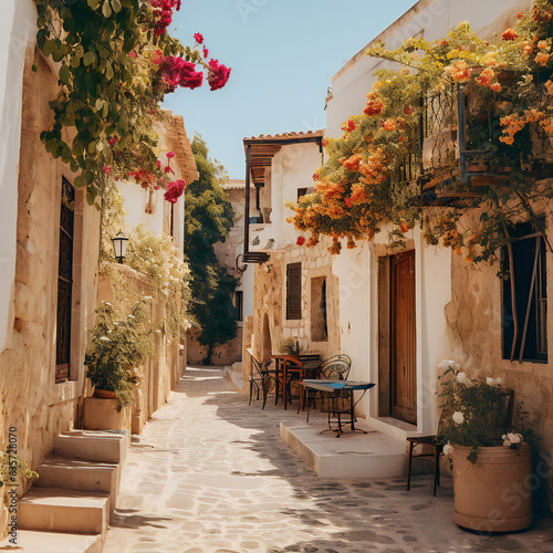 Fototapeta Naklejka Na Ścianę i Meble -  street in the old southern town, generative ai