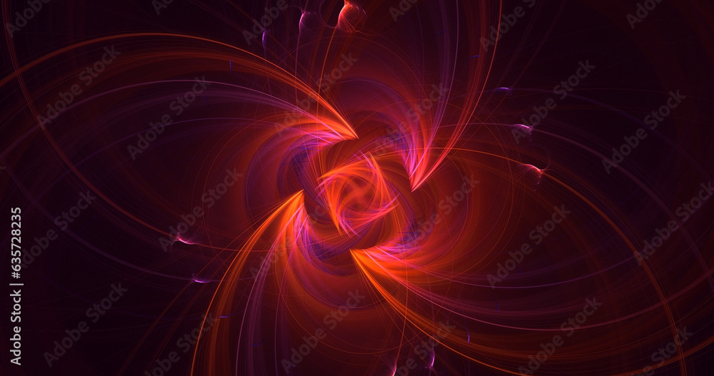 Obraz premium 3D rendering abstract multicolored fractal light background with bright center
