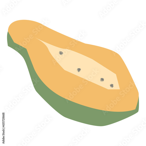 Sliced papaya flat illustration