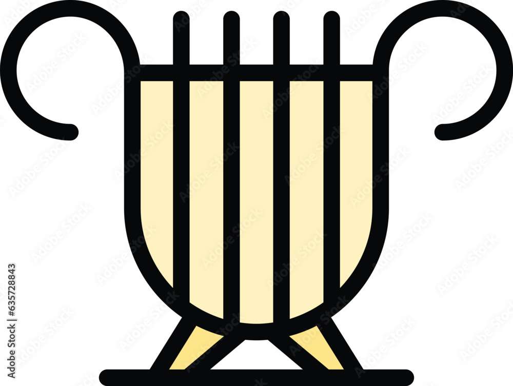 Museum harp icon outline vector. Art gallery. Painting culture color flat Museum harp icon outline vector. Art gallery. Painting culture color flat