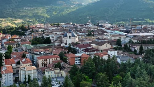 L'Aquila, il centro storico, Abruzzo, Italia.
Vista Aerea con drone del Castello e del centro dell'Aquila. photo