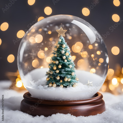 Christmas tree in globe with shiny background