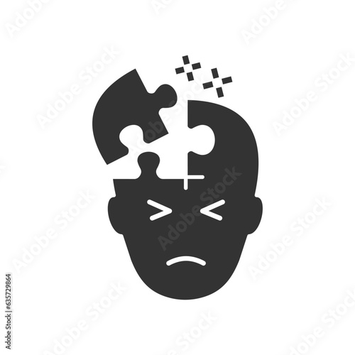 Mental disorder glyph icon on white background. Vector illustration.