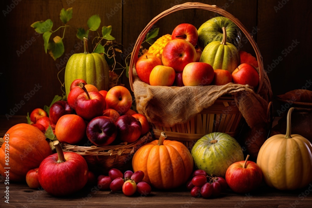 Bountiful harvest produce. Autumn background with pumpkins, apples and other seasonal vegetables. Autumn background. Autumn still life with pumpkins, fruits and vegetables on wooden background. Bountiful harvest produce. Autumn background with pumpkins, apples and other seasonal vegetables. Autumn background. Autumn still life with pumpkins, fruits and vegetables on wooden background.