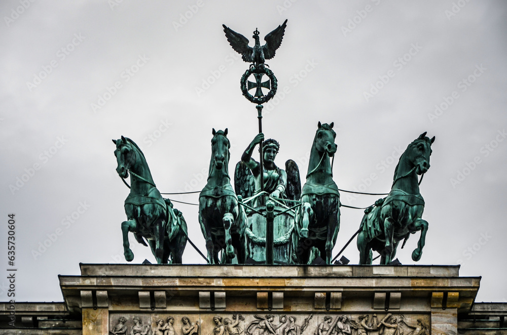 Guardian of history: The iconic statue atop the Brandenburg Gate stands tall, symbolizing resilience and unity in the heart of Berlin's rich heritage