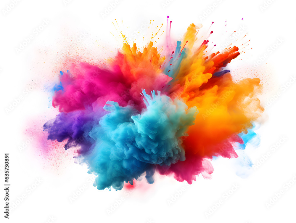abstract  powder splatted background.Colorfull powder explosion on white background. Colored cloud. Colorful dust explode