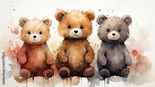 Three Little Bears Watercolour Illustration. © Jon Le-Bon