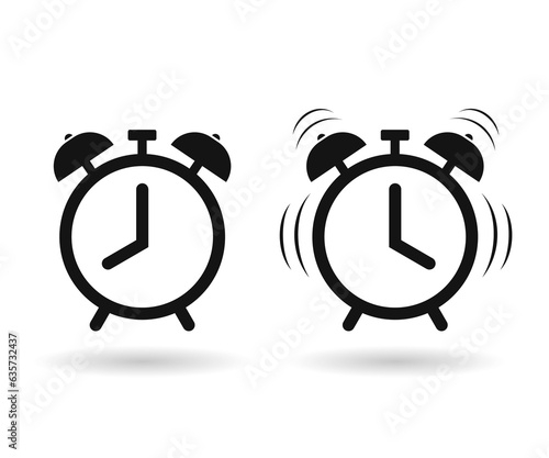 Alarm clock vector icon. Simple outline style, alarm clock ringing icon