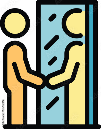 Academic speach icon outline vector. Rhetoric oratory. Speech elocution color flat