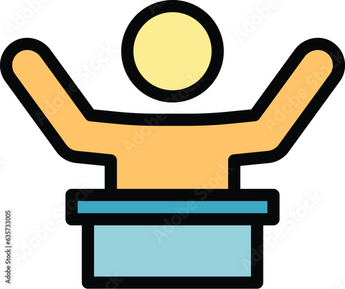 Speaker debate icon outline vector. Speach public. Oratory speech color flat
