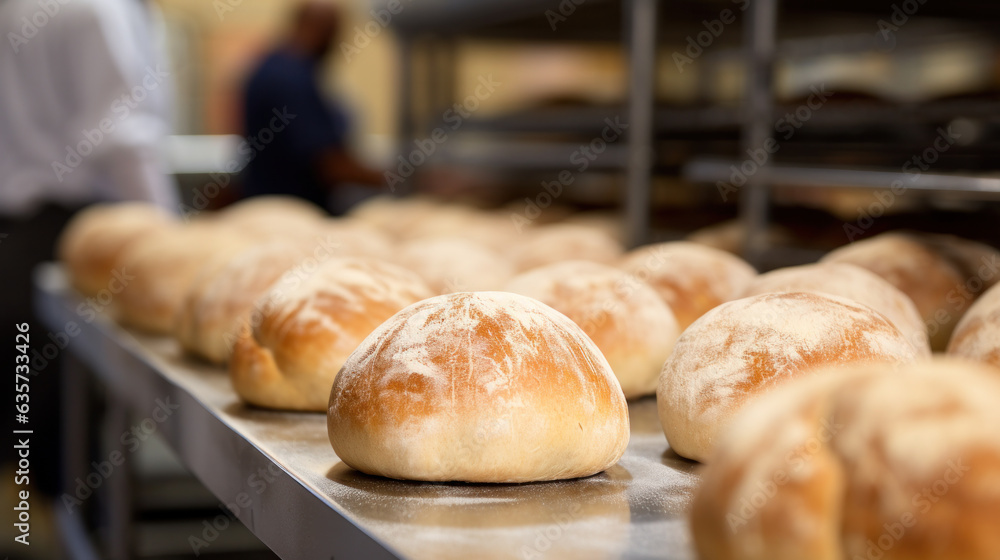 Loafs of bread in a bakery