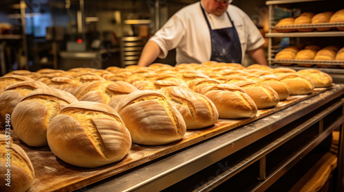 Loafs of bread in a bakery
