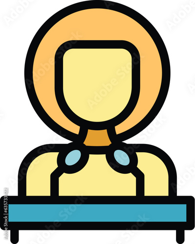 Woman speech icon outline vector. Public speach. Student school color flat