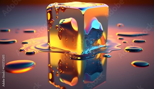 Liquid paint cube colorful ...