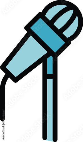 Microphone icon outline vector. Speach election. Public student color flat