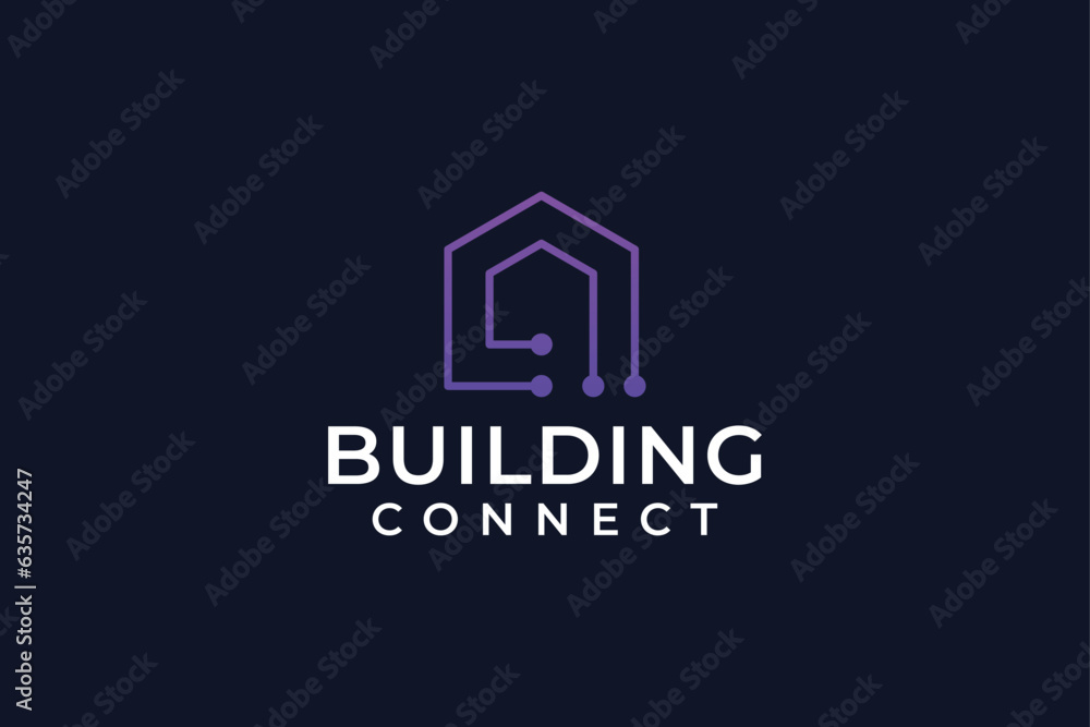 Technology elegant building real estate logo design
