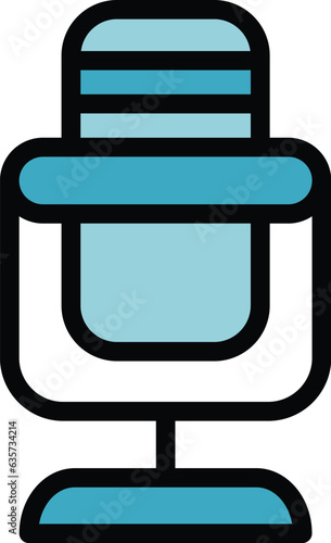 Oratory microphone icon outline vector. Public election. Rhetoric speech color flat
