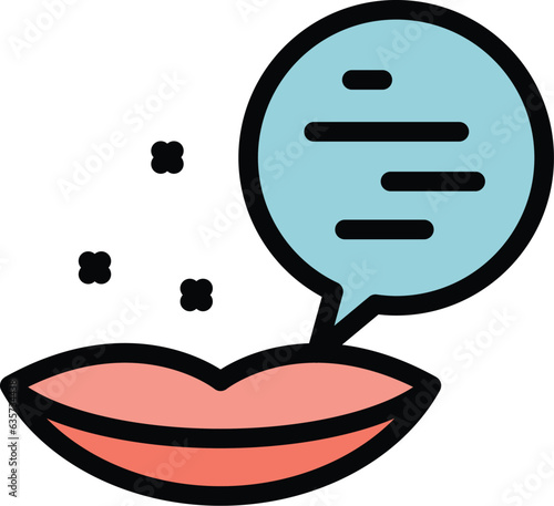 Lips speech icon outline vector. Public election. Rhetoric elocution color flat