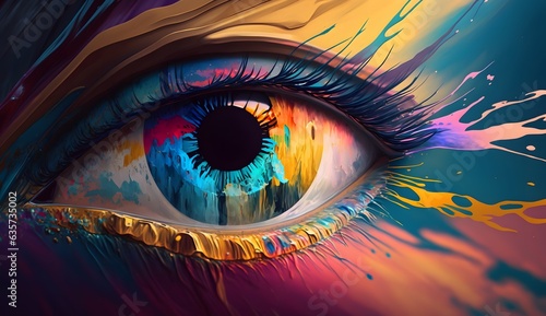 Liquid paint eye colorful a...